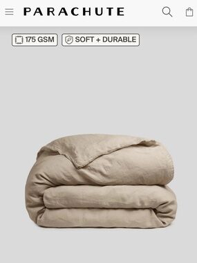 Parachute Linen Duvet Cover and Pillowcase Set in Toast